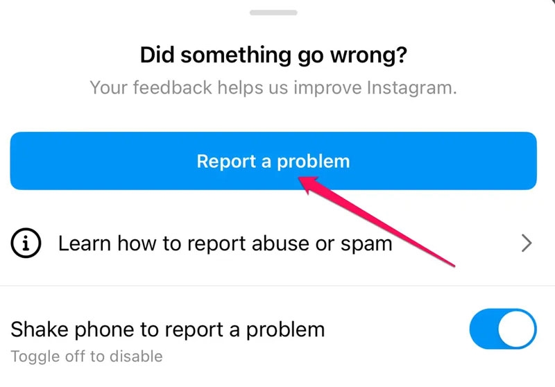 Instagram「問題を報告」