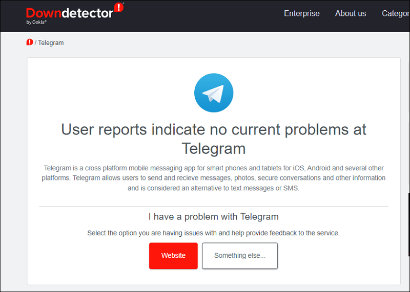 Telegramがダウンしているか動作していないかを確認する